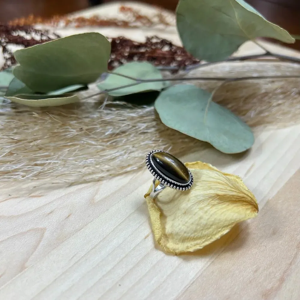 Vintage Clark and Coombs C&C Sterling Silver Elongated Agate Ring Size 4.75